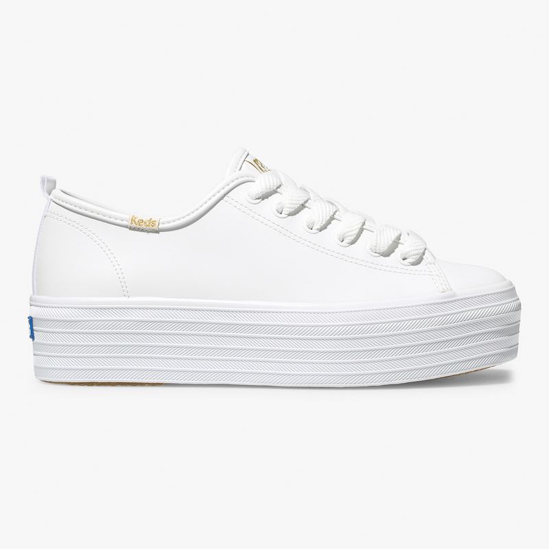 Zapatilla Mujer con Plataforma Cuero Blanca Triple Up Leather | Keds - Puppies Kids | Tienda Online Oficial