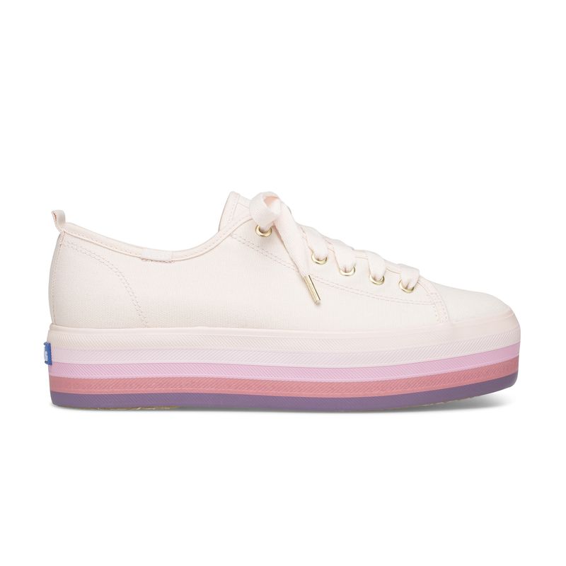 Zapatilla de Mujer Plataforma Lona Rosada Triple Up Rainbow Keds