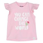 Polera-Manga-Corta-Algodon-Organico-Niña-Change-The-World