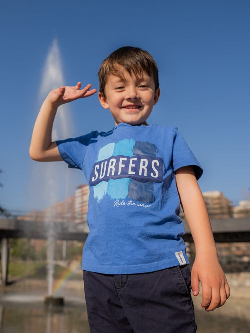 Polera Manga Corta Algodón Orgánico Niño Surfers