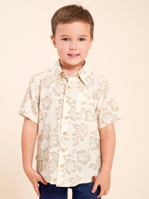 Camisa Niño Hibisco Beige