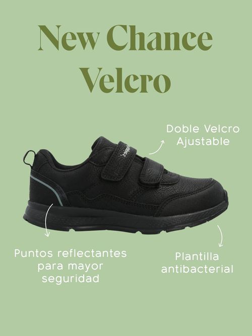 Zapatilla Escolar Negro New Chance Velcro