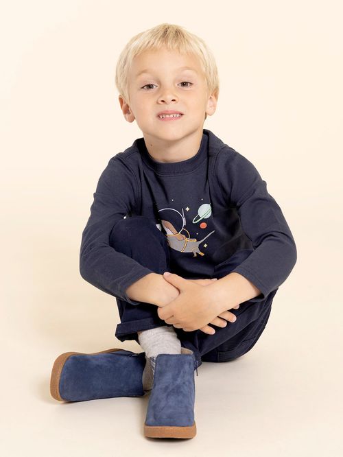 Botín Gamuza Niño Piombino Azul