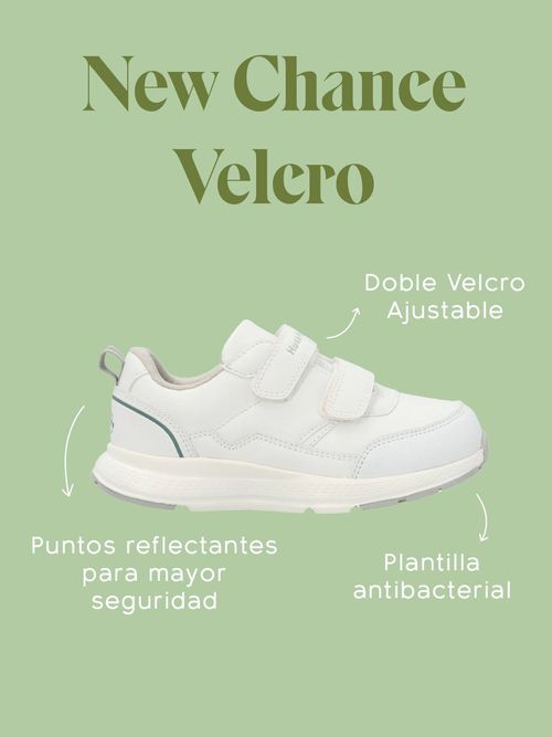 Zapatilla Escolar Blanca New Chance Velcro