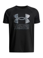 Polera manga corta de Entrenamiento para Niño Tech Hybrid print Negro Under Armour