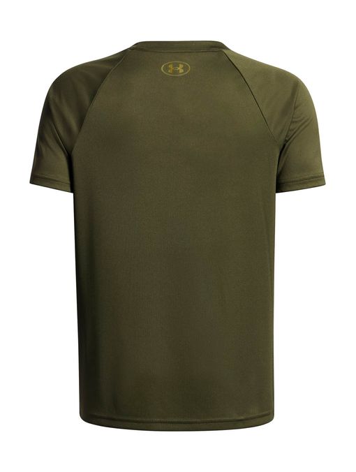 Polera manga corta de Entrenamiento para Niño Tech Hybrid print Verde Under Armour