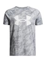 Polera manga corta de entrenamiento para niño Tech Big Logo Printed Gris Under Armour