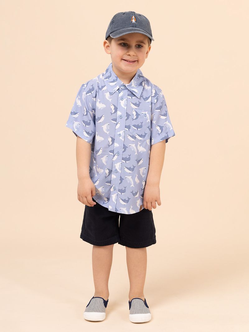 Camisa-Niño-Guayabera-Azul
