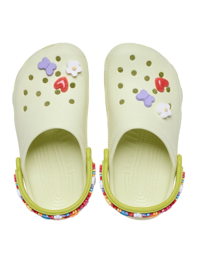 Zueco Niños Pequeños Classic Verde Claro Flores Crocs