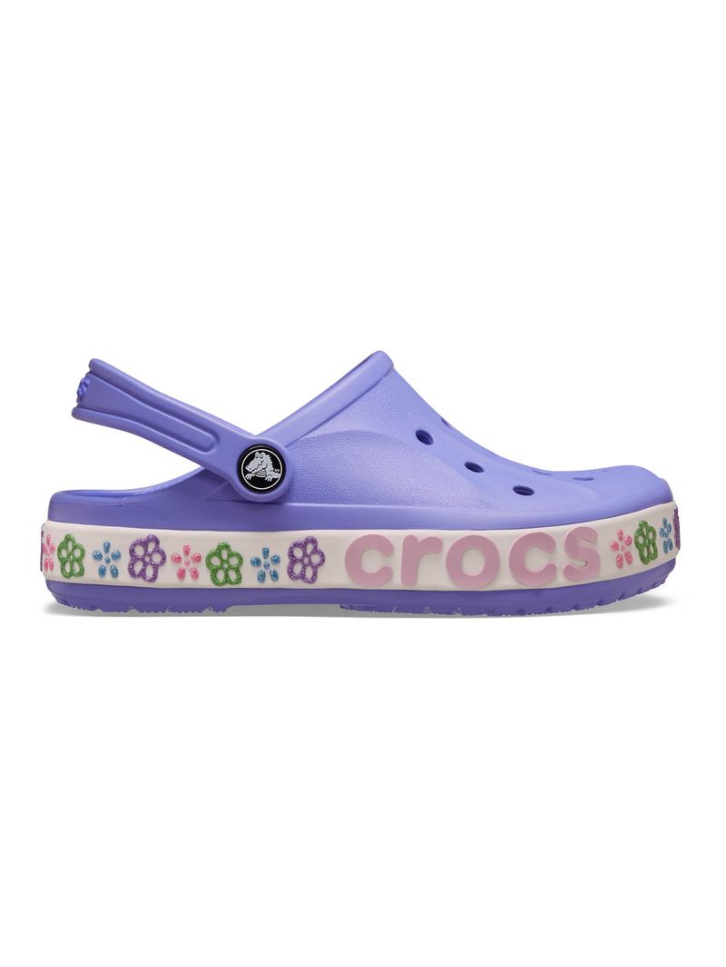 Zueco Niños Grandes Bayaband Flores Morado Crocs