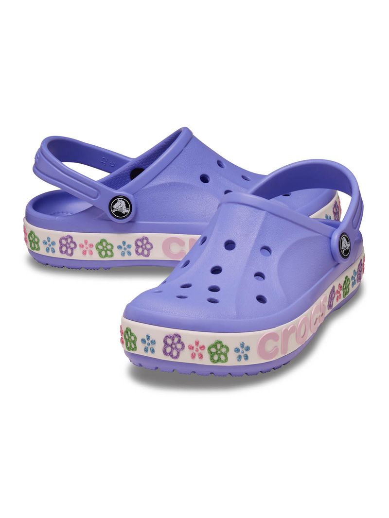 Zueco Niños Grandes Bayaband Flores Morado Crocs