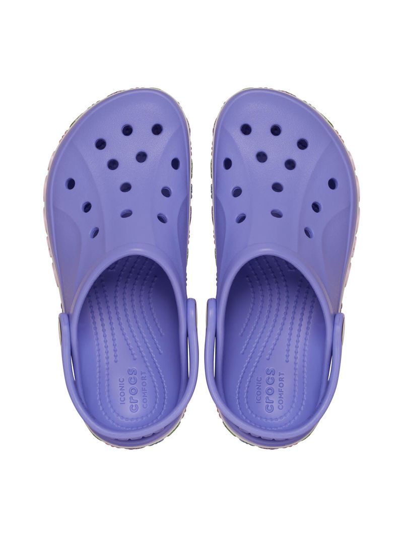 Zueco Niños Grandes Bayaband Flores Morado Crocs
