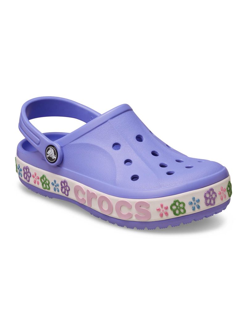Zueco Niños Grandes Bayaband Flores Morado Crocs