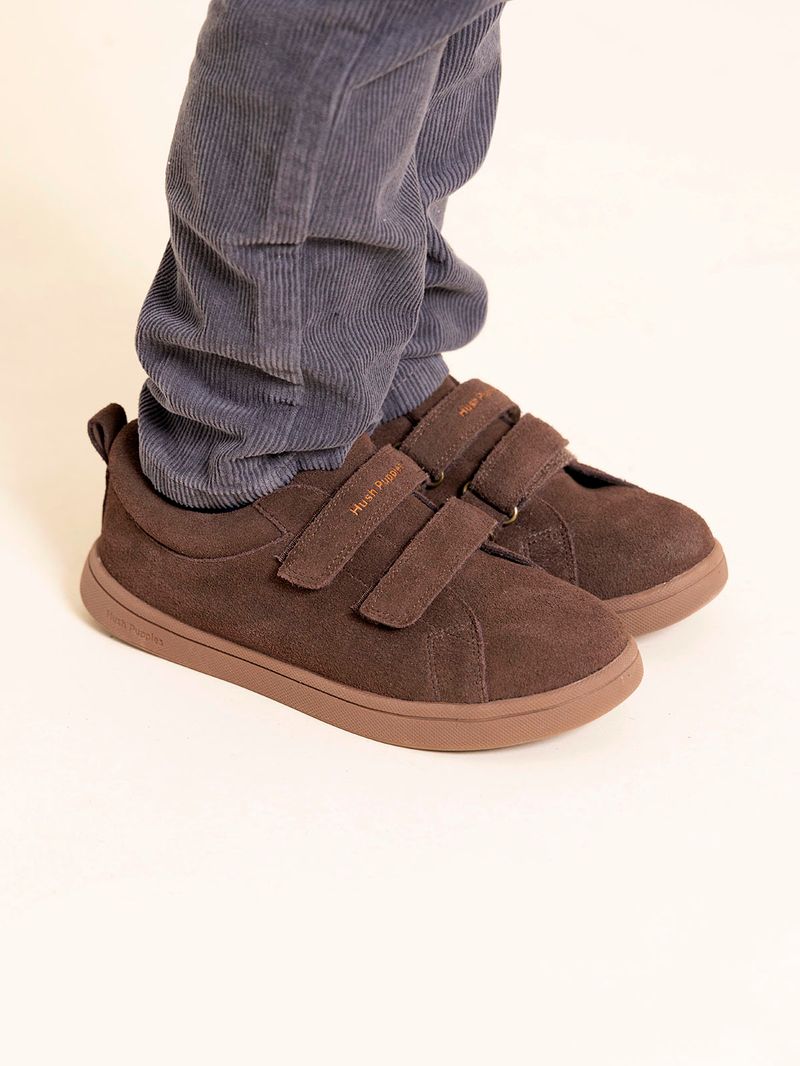 Zapatilla Cuero Niño Hobart Café