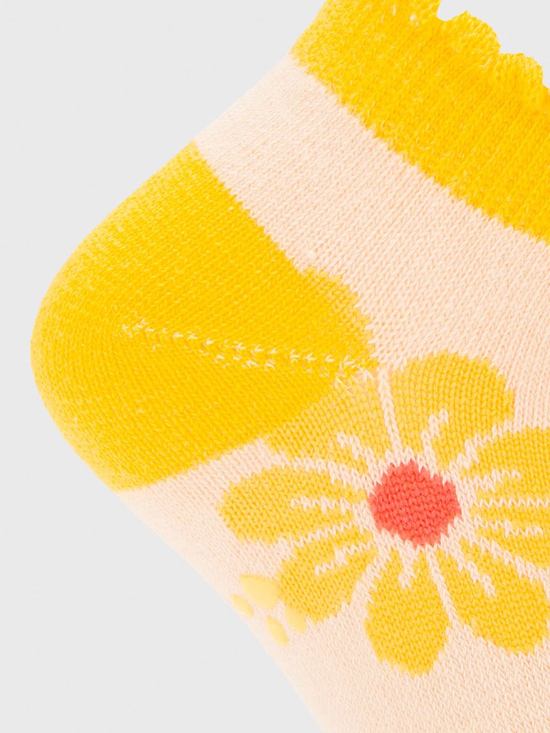 Calcetin Algodón Niña Ped St Flor Amarillo Hush Puppies